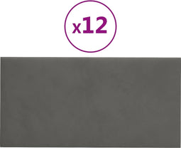 vidaXL - Wandpanelen - 12 - st - 0,54 - m² - 30x15 - cm - fluweel - donkergrijs