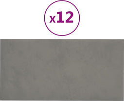 vidaXL - Wandpanelen - 12 - st - 0,54 - m² - 30x15 - cm - fluweel - lichtgrijs