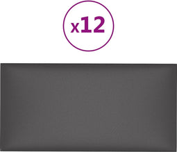 vidaXL - Wandpanelen - 12 - st - 0,54 - m² - 30x15 - cm - kunstleer - grijs