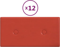 vidaXL - Wandpanelen - 12 - st - 0,54 - m² - 30x15 - cm - kunstleer - rood