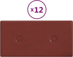vidaXL - Wandpanelen - 12 - st - 0,54 - m² - 30x15 - cm - kunstleer - wijnrood