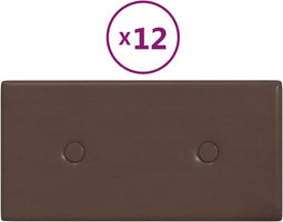 vidaXL - Wandpanelen - 12 - st - 0,54 - m² - 30x15 - cm - kunstleer - bruin