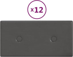 vidaXL - Wandpanelen - 12 - st - 0,54 - m² - 30x15 - cm - kunstleer - grijs