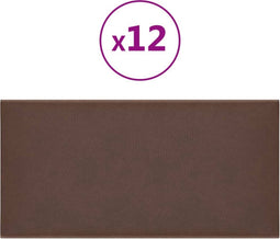 vidaXL - Wandpanelen - 12 - st - 0,54 - m² - 30x15 - cm - kunstleer - bruin