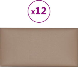 vidaXL - Wandpanelen - 12 - st - 0,54 - m² - 30x15 - cm - kunstleer - cappuccinokleurig
