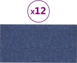 vidaXL - Wandpanelen - 12 - st - 0,54 - m² - 30x15 - cm - stof - blauw