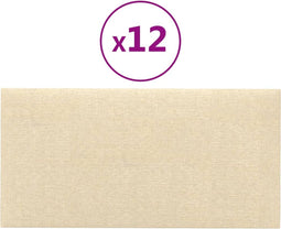 vidaXL - Wandpanelen - 12 - st - 0,54 - m² - 30x15 - cm - stof - crèmekleurig