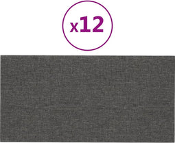 vidaXL - Wandpanelen - 12 - st - 0,54 - m² - 30x15 - cm - stof - donkergrijs