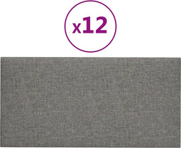 vidaXL - Wandpanelen - 12 - st - 0,54 - m² - 30x15 - cm - stof - lichtgrijs