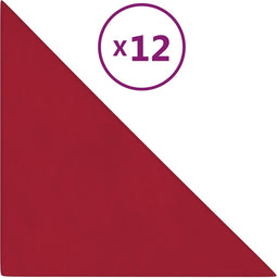 vidaXL - Wandpanelen - 12 - st - 0,54 - m² - 30x30 - cm - fluweel - wijnrood