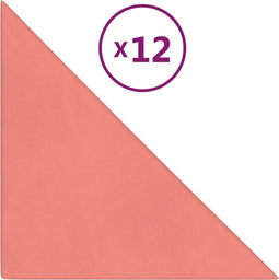 vidaXL - Wandpanelen - 12 - st - 0,54 - m² - 30x30 - cm - fluweel - roze