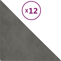 vidaXL - Wandpanelen - 12 - st - 0,54 - m² - 30x30 - cm - fluweel - donkergrijs