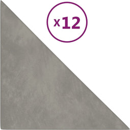 vidaXL - Wandpanelen - 12 - st - 0,54 - m² - 30x30 - cm - fluweel - lichtgrijs