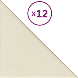 vidaXL - Wandpanelen - 12 - st - 0,54 - m² - 30x30 - cm - kunstleer - crèmekleurig