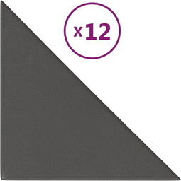 vidaXL - Wandpanelen - 12 - st - 0,54 - m² - 30x30 - cm - kunstleer - grijs