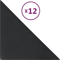 vidaXL - Wandpanelen - 12 - st - 0,54 - m² - 30x30 - cm - kunstleer - zwart