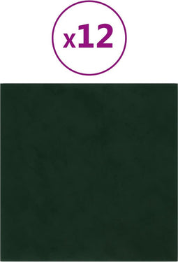 vidaXL - Wandpanelen - 12 - st - 1,08 - m² - 30x30 - cm - fluweel - donkergroen