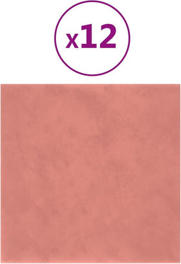 vidaXL - Wandpanelen - 12 - st - 1,08 - m² - 30x30 - cm - fluweel - roze