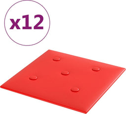 vidaXL - Wandpanelen - 12 - st - 1,08 - m² - 30x30 - cm - kunstleer - rood