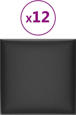 vidaXL - Wandpanelen - 12 - st - 1,08 - m² - 30x30 - cm - kunstleer - zwart