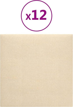 vidaXL - Wandpanelen - 12 - st - 1,08 - m² - 30x30 - cm - stof - crèmekleurig