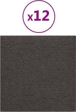 vidaXL - Wandpanelen - 12 - st - 1,08 - m² - 30x30 - cm - stof - donkergrijs