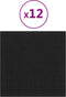 vidaXL - Wandpanelen - 12 - st - 1,08 - m² - 30x30 - cm - stof - zwart