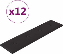 vidaXL - Wandpanelen - 12 - st - 1,08 - m² - 60x15 - cm - kunstleer - zwart