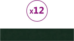 vidaXL - Wandpanelen - 12 - st - 1,62 - m² - 90x15 - cm - fluweel - donkergroen