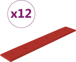 vidaXL - Wandpanelen - 12 - st - 1,62 - m² - 90x15 - cm - kunstleer - wijnrood
