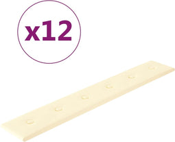 vidaXL - Wandpanelen - 12 - st - 1,62 - m² - 90x15 - cm - kunstleer - crèmekleurig