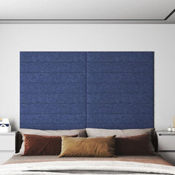 vidaXL - Wandpanelen - 12 - st - 1,62 - m² - 90x15 - cm - stof - blauw