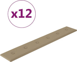 vidaXL - Wandpanelen - 12 - st - 1,62 - m² - 90x15 - cm - kunstleer - cappuccinokleurig