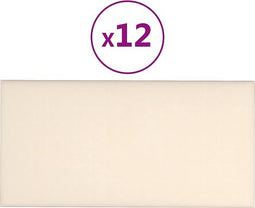 vidaXL - Wandpanelen - 12 - st - 2,16 - m² - 60x30 - cm - fluweel - crèmekleurig