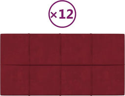 vidaXL - Wandpanelen - 12 - st - 2,16 - m² - 60x30 - cm - fluweel - wijnrood