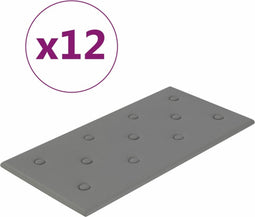 vidaXL - Wandpanelen - 12 - st - 2,16 - m² - 60x30 - cm - kunstleer - grijs