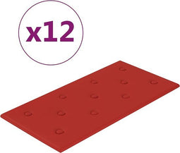 vidaXL - Wandpanelen - 12 - st - 2,16 - m² - 60x30 - cm - kunstleer - wijnrood