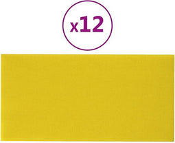 vidaXL - Wandpanelen - 12 - st - 2,16 - m² - 60x30 - cm - stof - lichtgeel