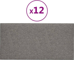 vidaXL - Wandpanelen - 12 - st - 2,16 - m² - 60x30 - cm - stof - lichtgrijs