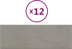 vidaXL - Wandpanelen - 12 - st - 3,24 - m² - 90x30 - cm - fluweel - lichtgrijs