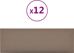 vidaXL - Wandpanelen - 12 - st - 3,24 - m² - 90x30 - cm - kunstleer - cappuccinokleurig