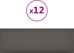 vidaXL - Wandpanelen - 12 - st - 3,24 - m² - 90x30 - cm - kunstleer - grijs