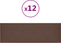 vidaXL - Wandpanelen - 12 - st - 3,24 - m² - 90x30 - cm - kunstleer - bruin