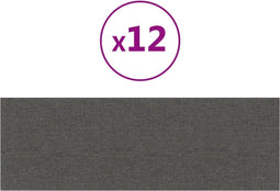 vidaXL - Wandpanelen - 12 - st - 3,24 - m² - 90x30 - cm - stof - donkergrijs