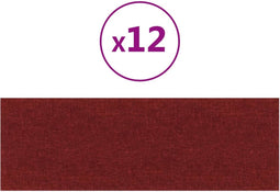 vidaXL - Wandpanelen - 12 - st - 3,24 - m² - 90x30 - cm - stof - wijnrood