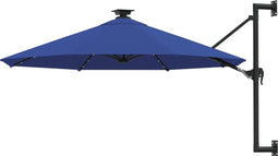 vidaXL - Wandparasol - met - LED's - 300 - cm - blauw