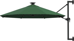 vidaXL - Wandparasol - met - LED's - 300 - cm - groen