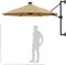 vidaXL - Wandparasol - met - LED's - 300 - cm - taupe