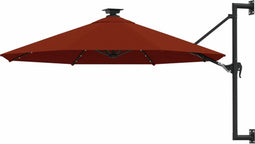 vidaXL - Wandparasol - met - LED's - 300 - cm - terracottakleurig