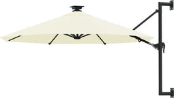 vidaXL - Wandparasol - met - LED's - 300 - cm - zandkleurig
